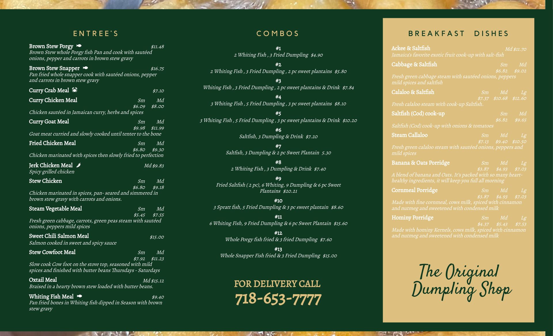 original dumpling menu
